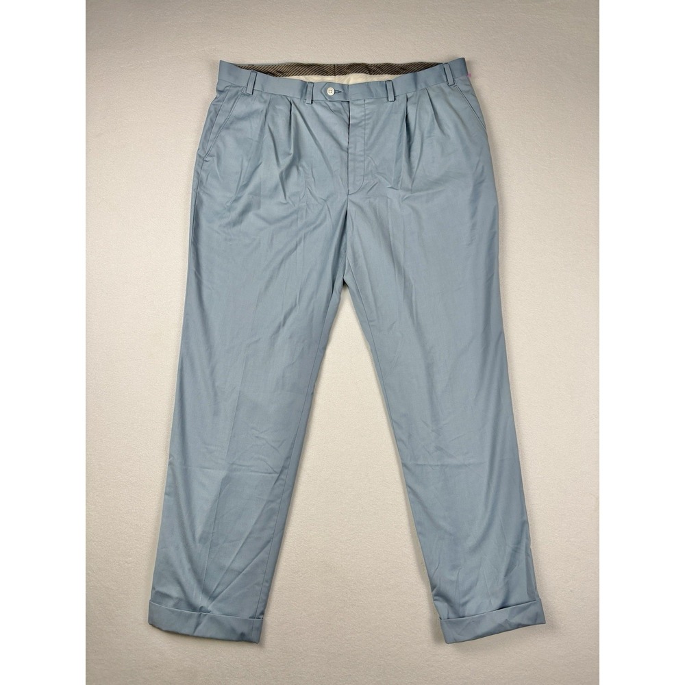 Lauren Ralph Lauren Pleated Dress Pants Blue 40x32 Classic Fit Cuffed Hem